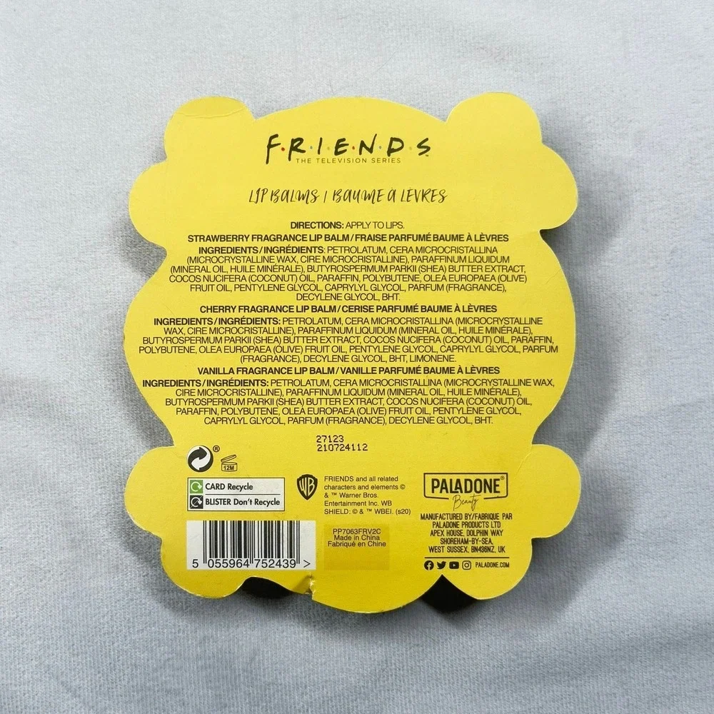 Friends TV Series Lip Balm Trio Paladone Beauty Strawberry Cherry Vanilla 3 Pack